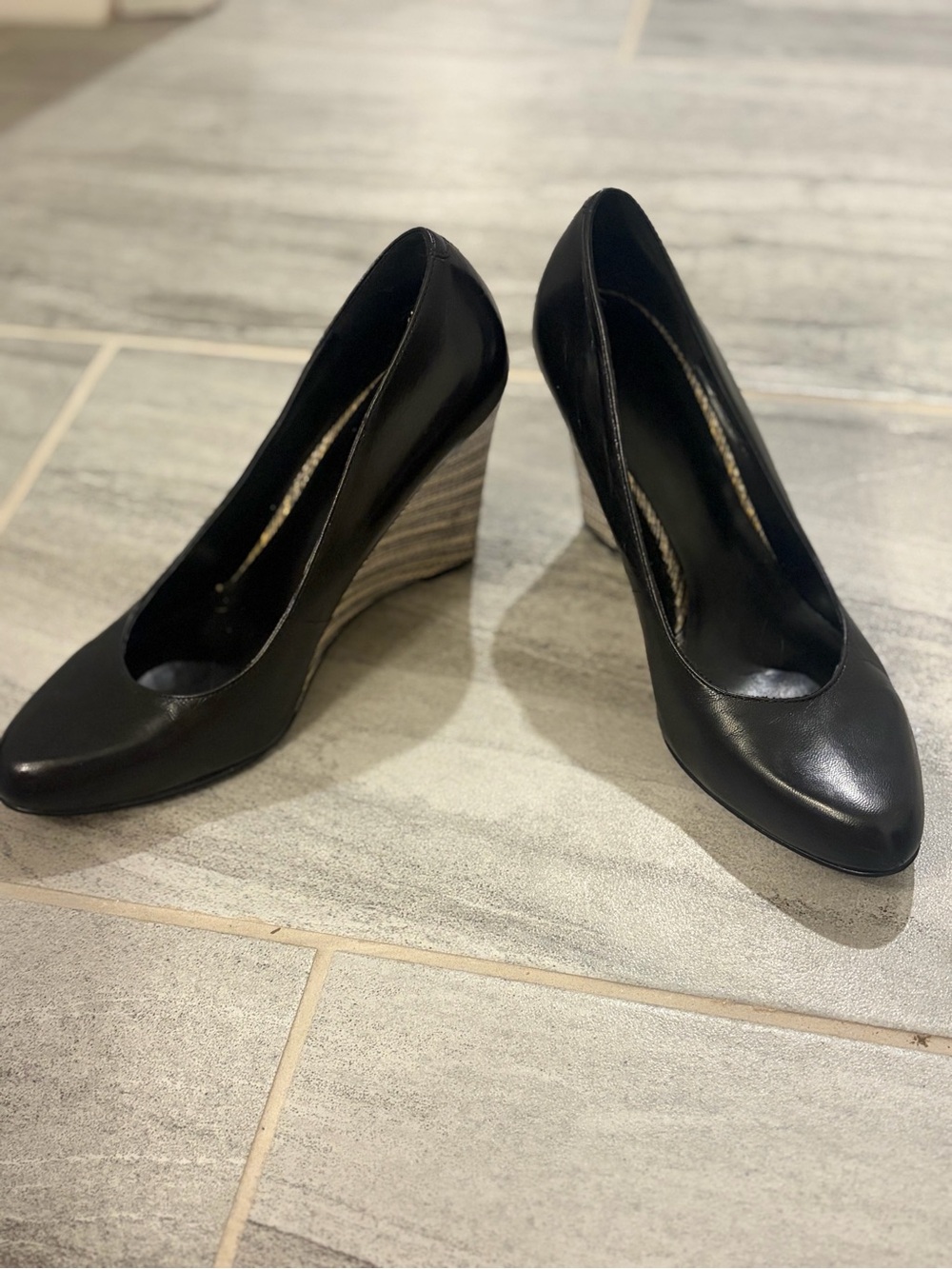 Nine West Black Wedge Pumps - Women's Leather Wedges